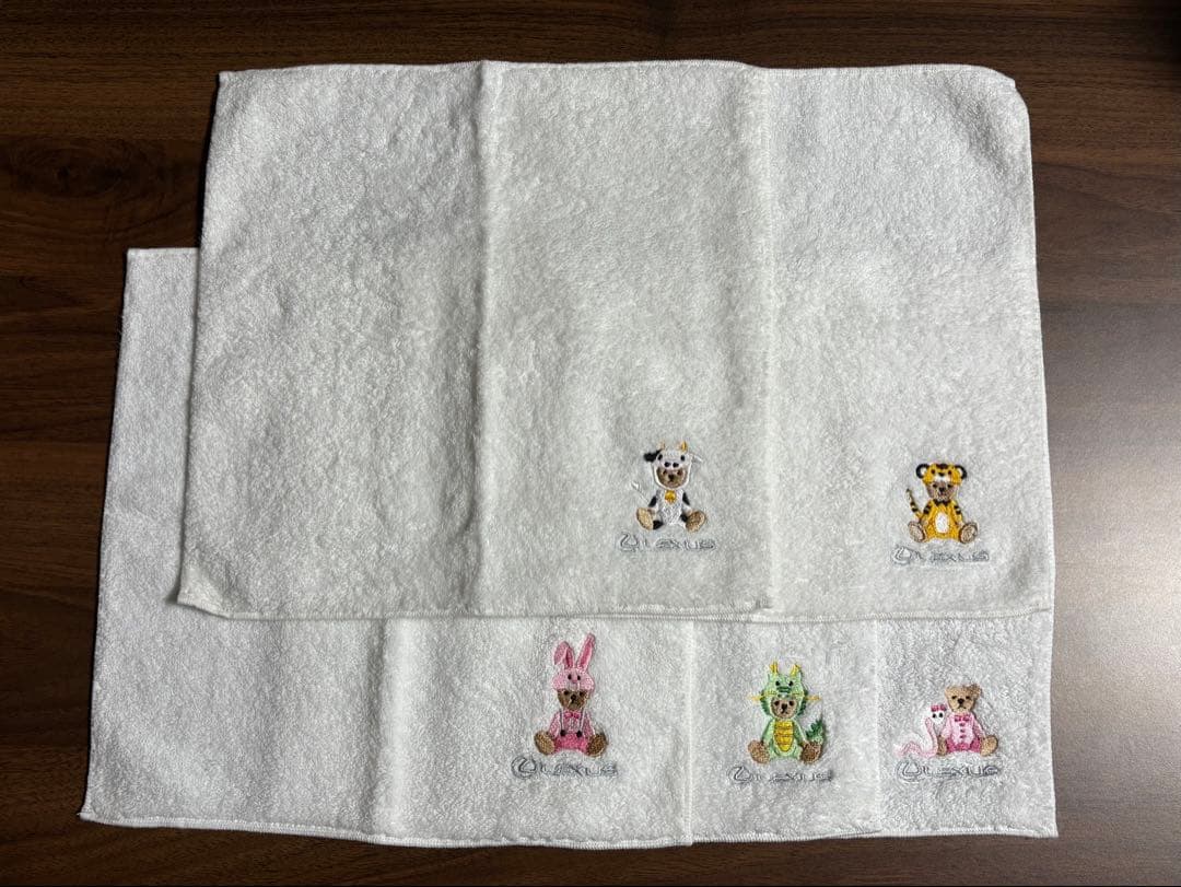 レクサス　干支　タオルハンカチ　丑・寅・卯・辰・巳　５枚セット