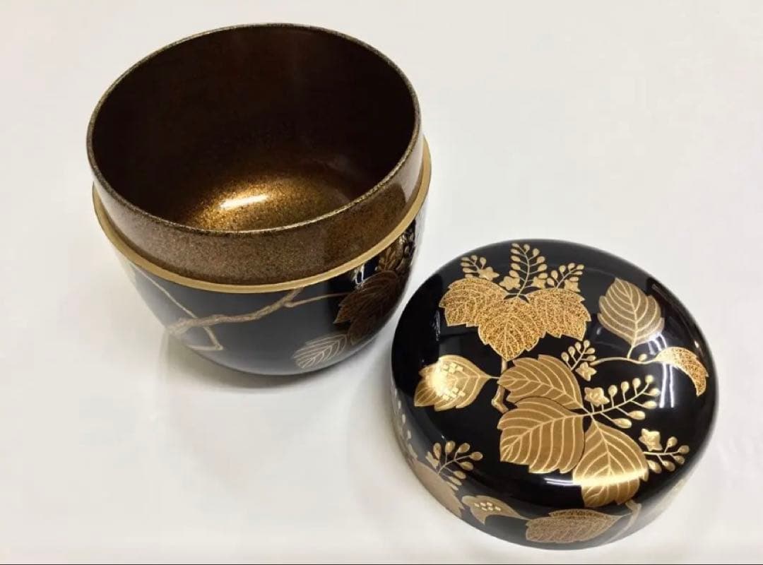 茶道具 古物品 大棗 桐の絵 内梨地 鉄五郎 木箱入