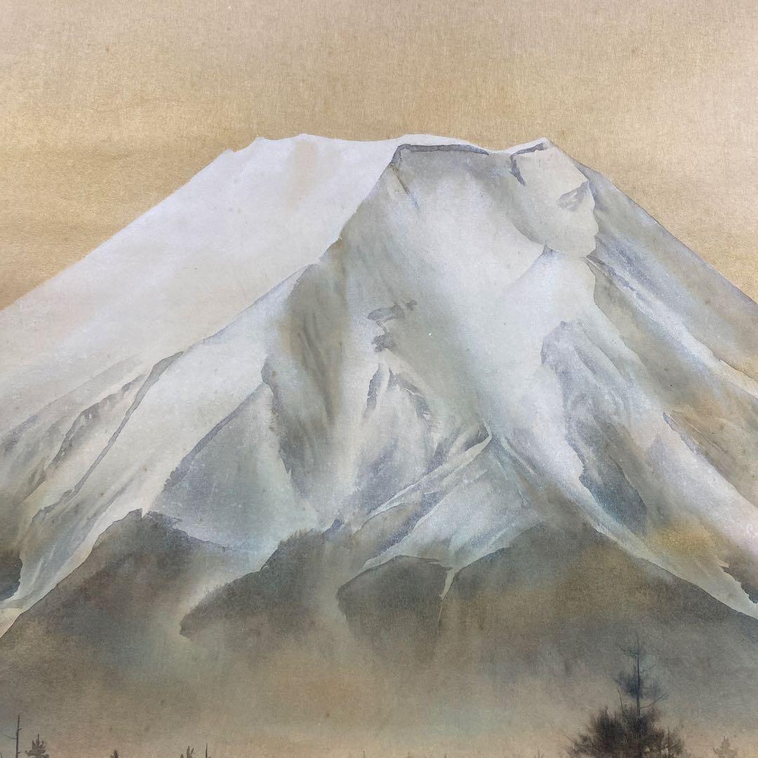 美品 掛け軸 小林希光作 金地 富士図 共箱 太巻き付 美術年鑑掲載