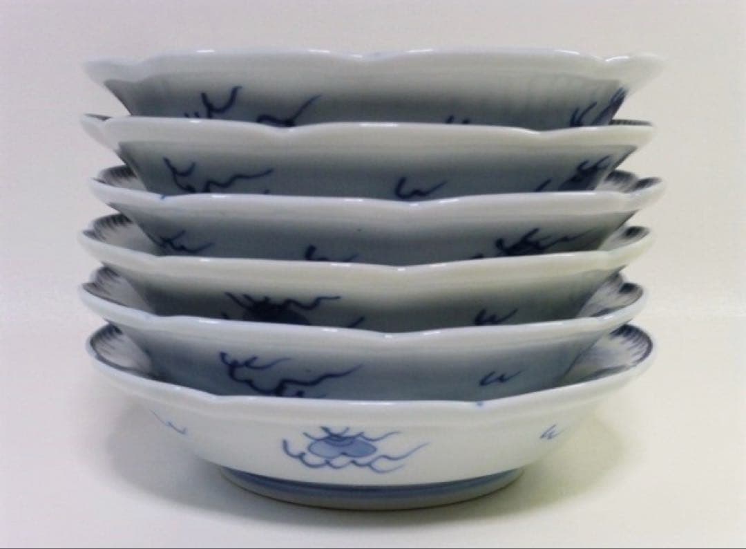 ★明治時代！伊万里 染付 皿 6枚！飛行龍に宝珠紋！★