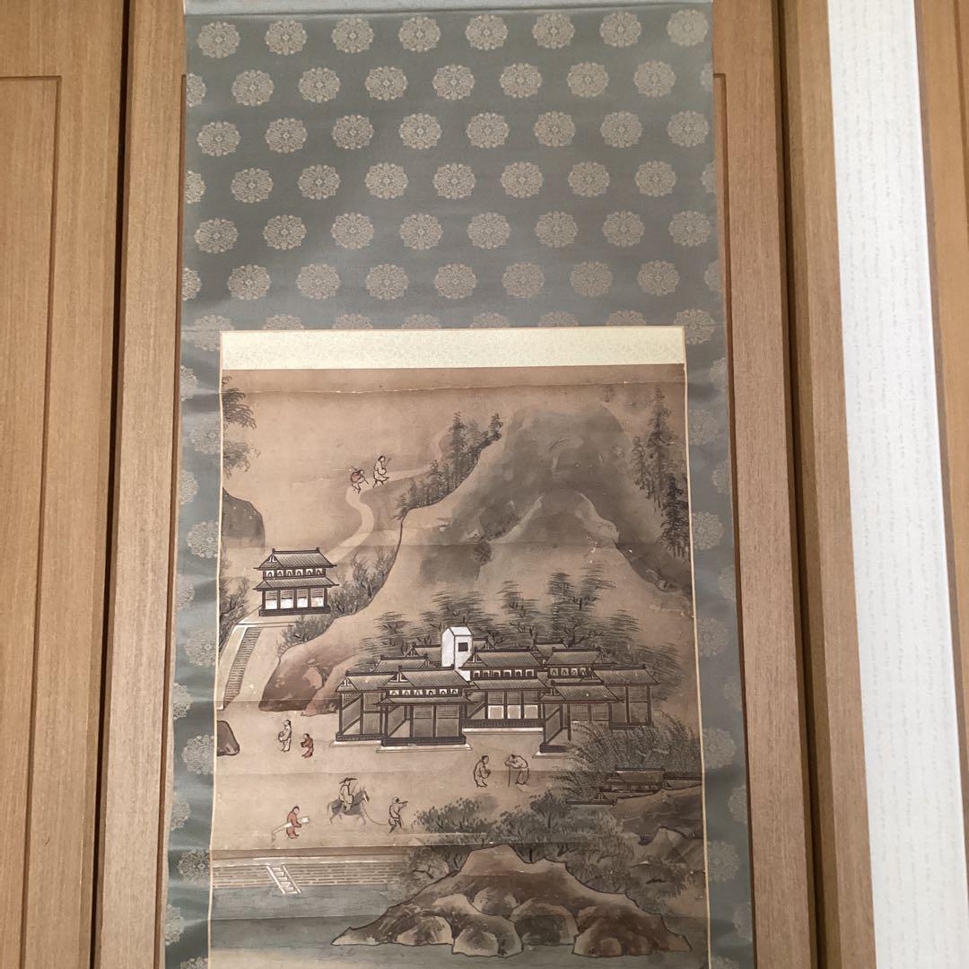 古画狩野派　紙本　楼閣山水図　59.5.5日 認定番号5014 合箱