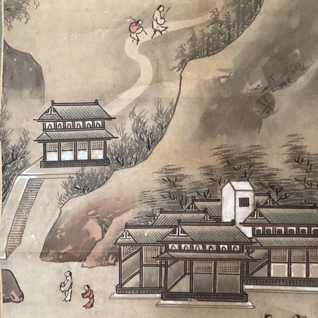 古画狩野派　紙本　楼閣山水図　59.5.5日 認定番号5014 合箱
