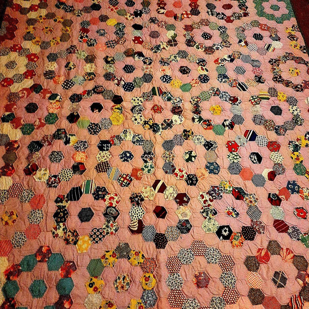 ⭐超美品！手縫いアンティークキルト　68 A-1