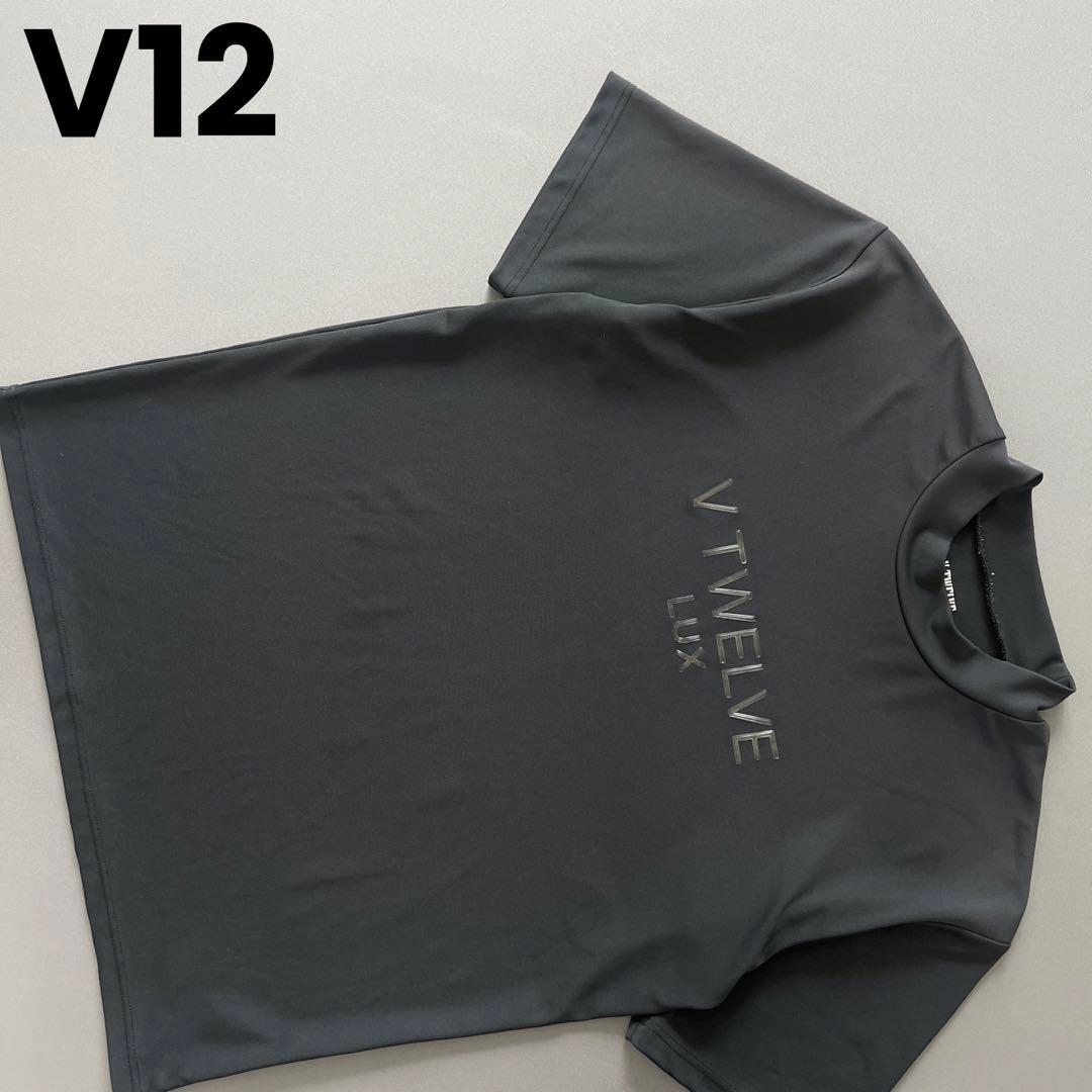 V12 LX 3D MOCK モックネック　現行　メンズ　半袖シャツ　黒　L