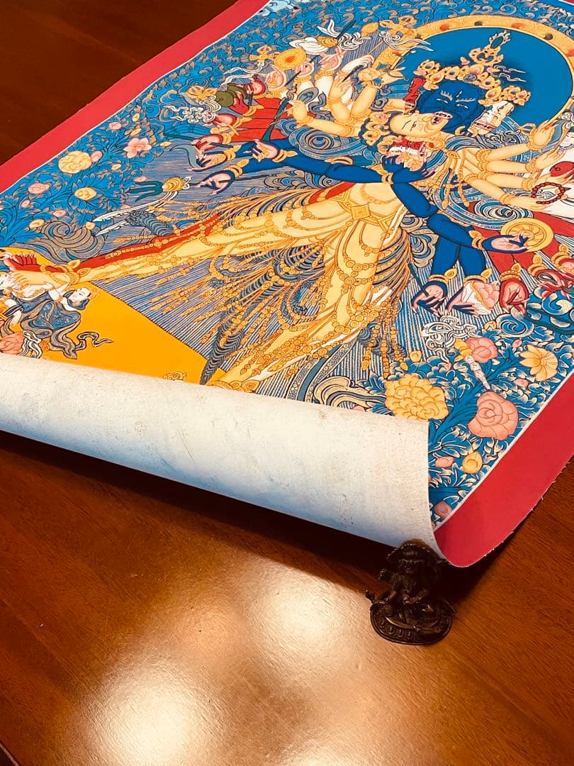 一点物 カーラチャクラ 曼荼羅 時輪金剛 手描き 約76.5 × 約53.5