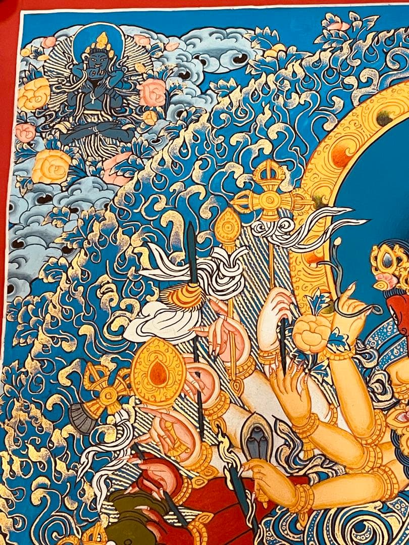 一点物 カーラチャクラ 曼荼羅 時輪金剛 手描き 約76.5 × 約53.5