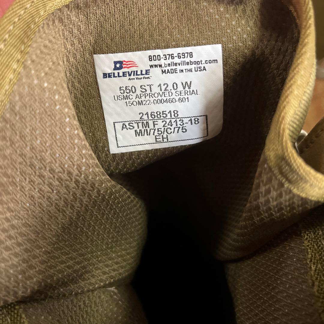 タグ付き　未使用品　米軍　実物　BELLEVILLE US 12W 30cm