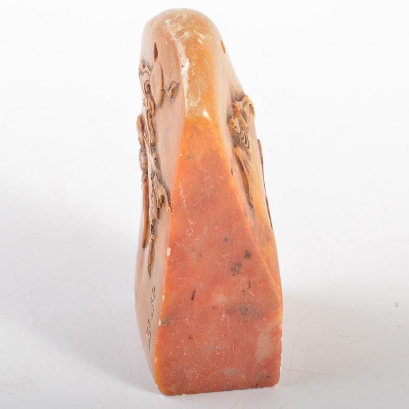 中国　書道具　篆刻　玉石寿山石芙蓉石　月に蝙蝠刻　印材　C　R6650E