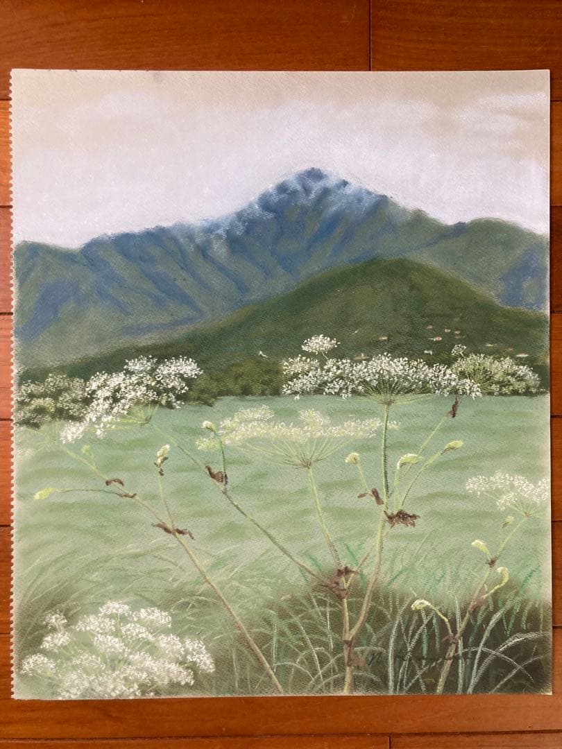 立秋の頃　パステル画　箱根湿性花園