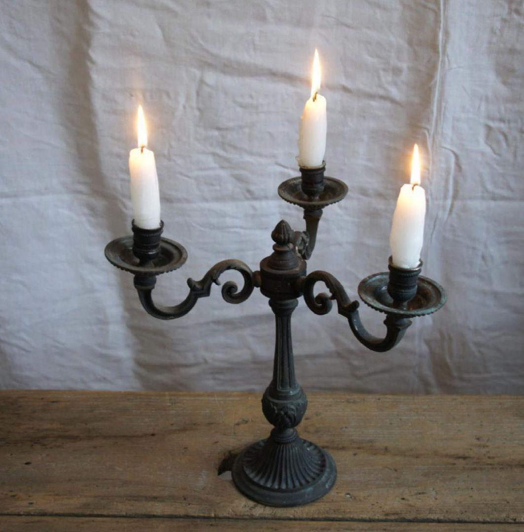 フランス　アンティーク　キャンドルスタンド　燭台　ブロカント　教会　蚤の市