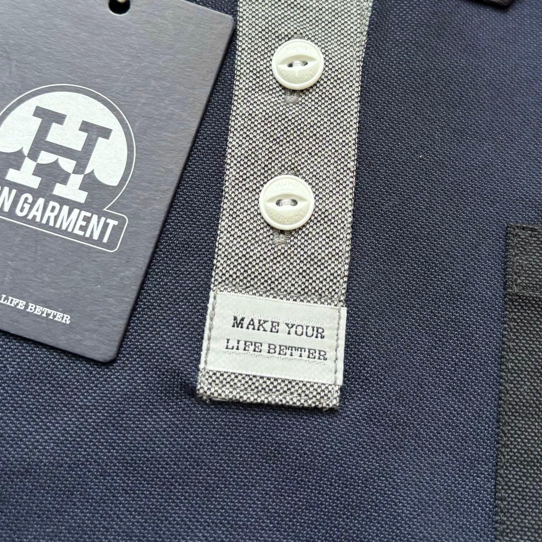【新品タグ】HORN GARMENT ホーンガーメント 切替 長袖ポロシャツ M