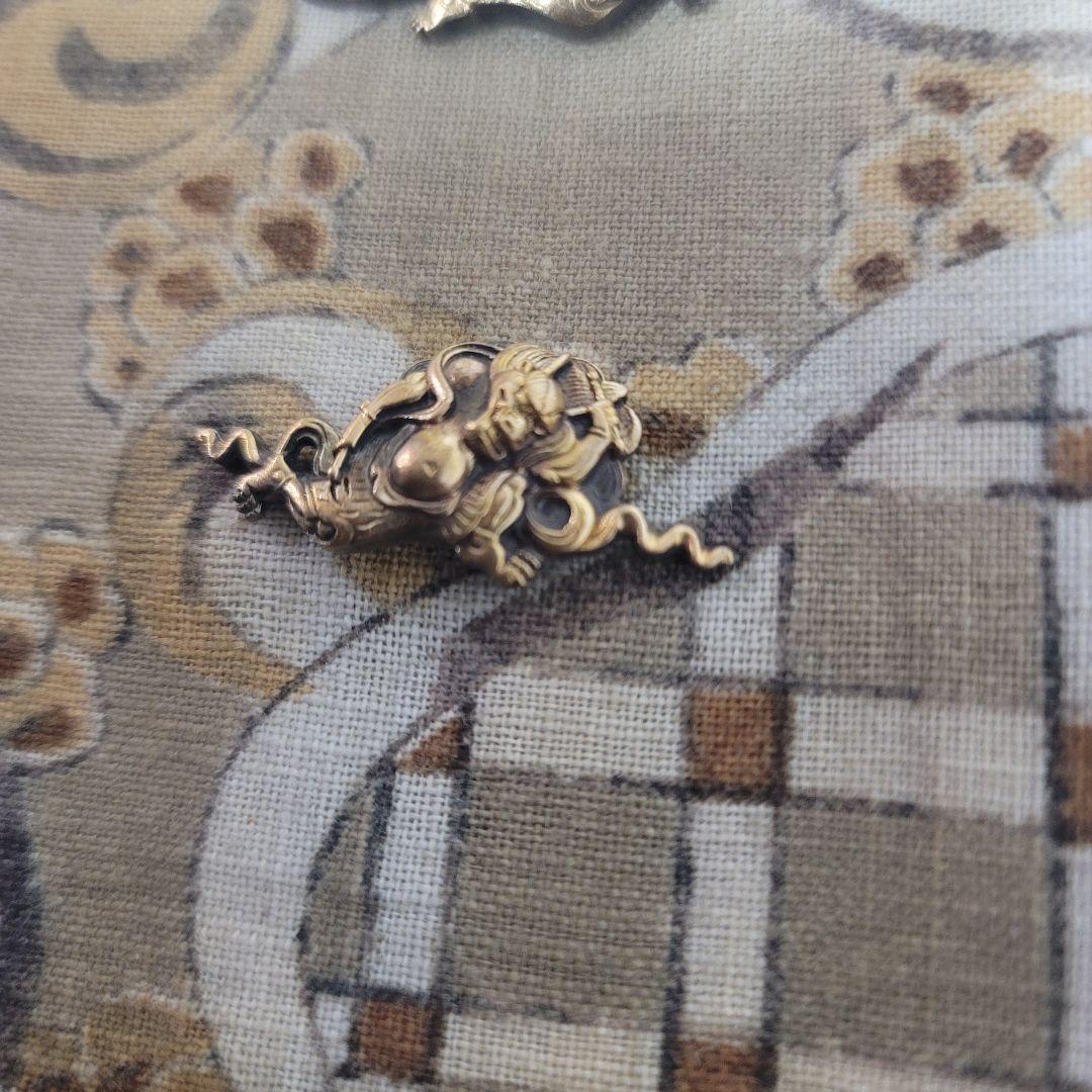 ※連休値引き！ 目貫 風神雷神 前金具 目貫箱付 煙草入れ 煙管入れ