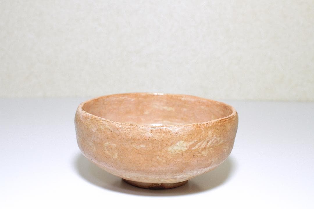 江戸時代 庸八焼(1830-1840) 赤楽 平茶碗