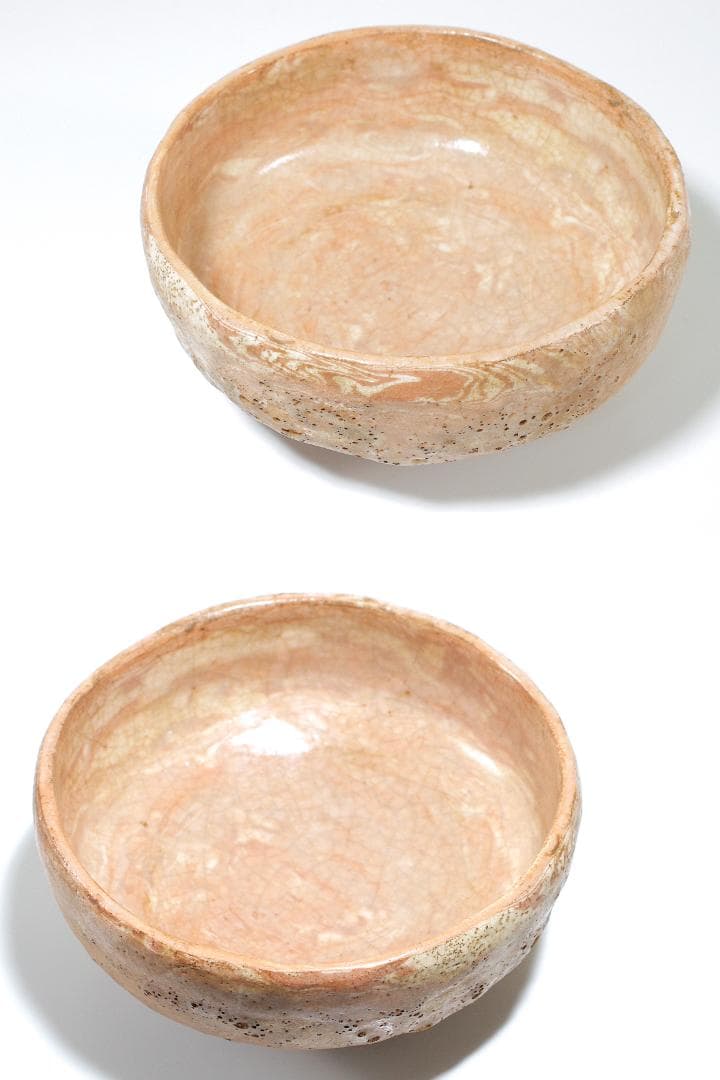 江戸時代 庸八焼(1830-1840) 赤楽 平茶碗