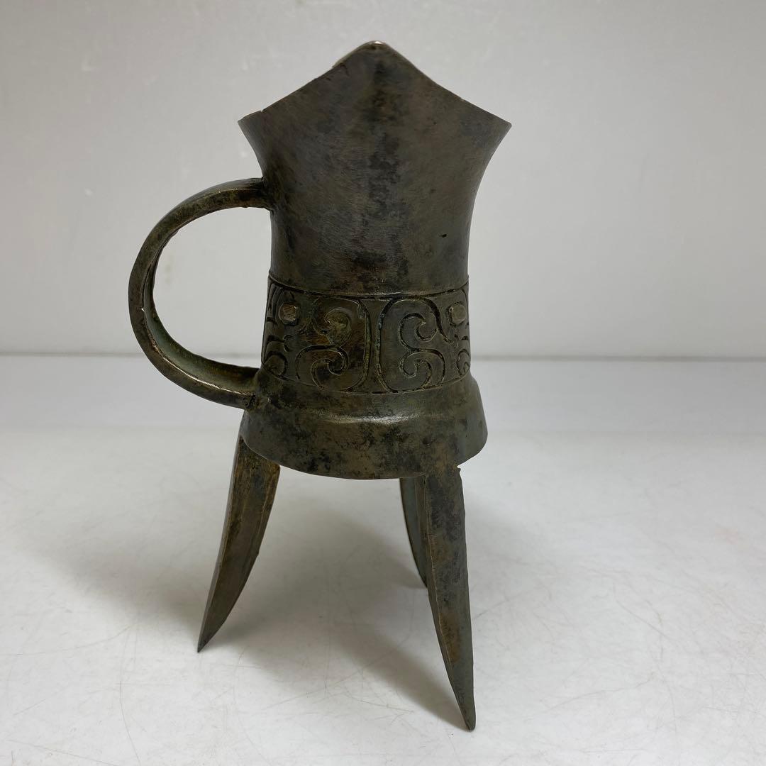 中国美術 古銅 しゃく 高さ約16cm 重さ430g タサオ 東T8-0206①