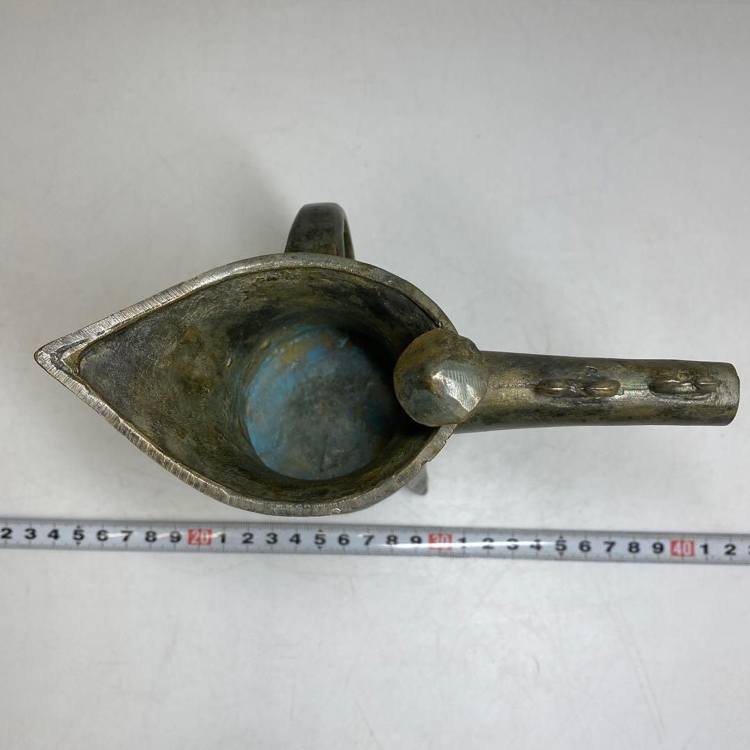 中国美術 古銅 しゃく 高さ約16cm 重さ430g タサオ 東T8-0206①