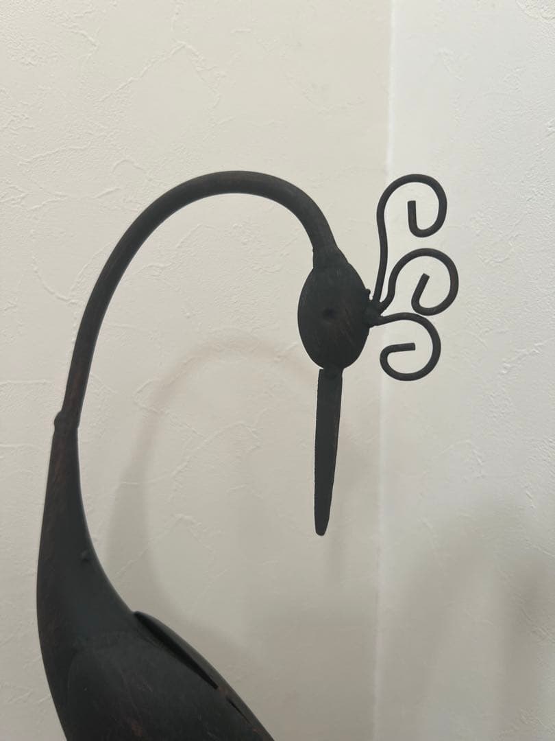 美品　孔雀　アイアン　キャンドルスタンド