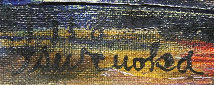 鶴岡義雄 【ニューオリンズ夜景】1958年 油彩 6号