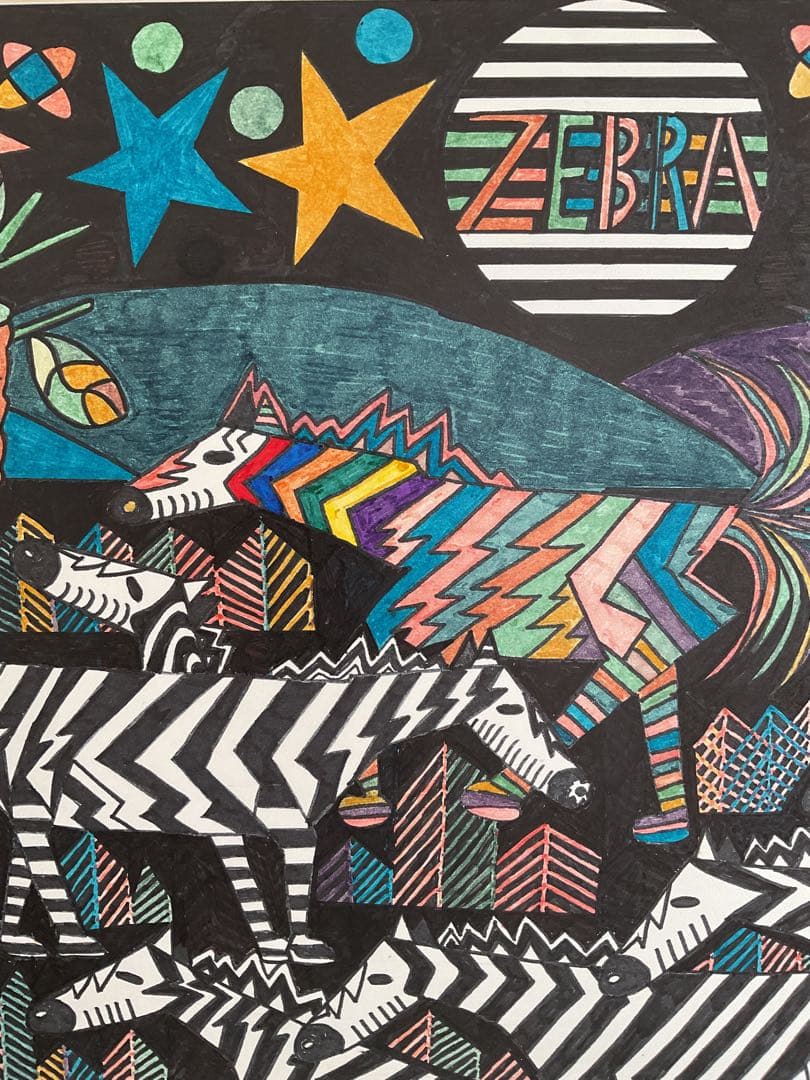 肉筆ペン画！1996年6月Yamitaro作タイトル「ZEBRA」