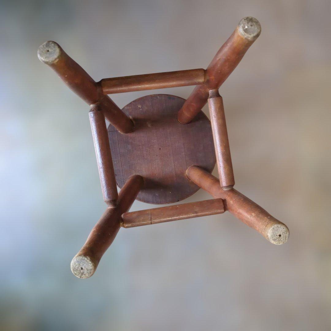 骨董　椅子　丸椅子　木製　スツール ブラウン アンティーク　イス