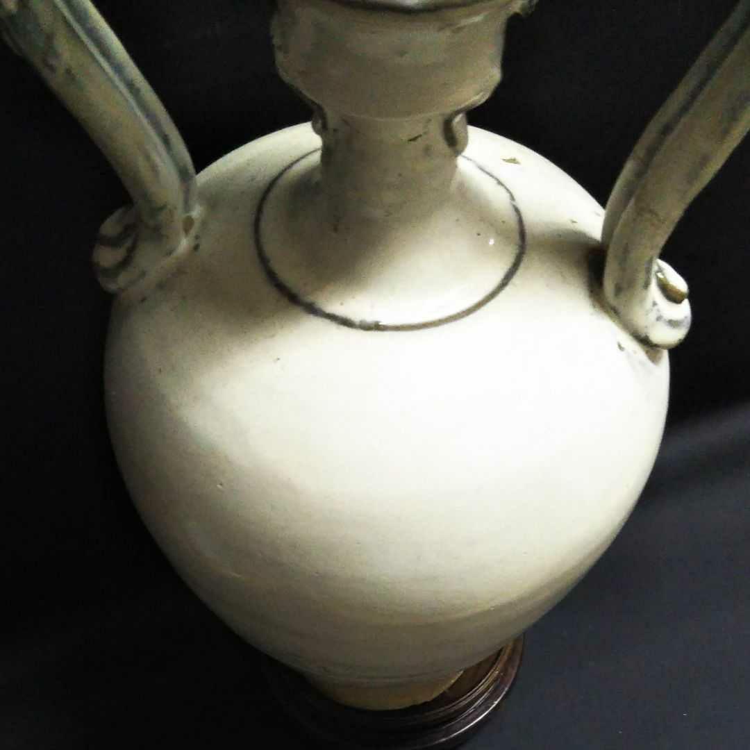 ※中国古美術/唐白磁隻龍耳瓶/唐代/