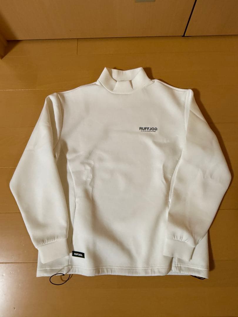 ラフロッグ　BACK LOGO MOCK NECK WHITE
