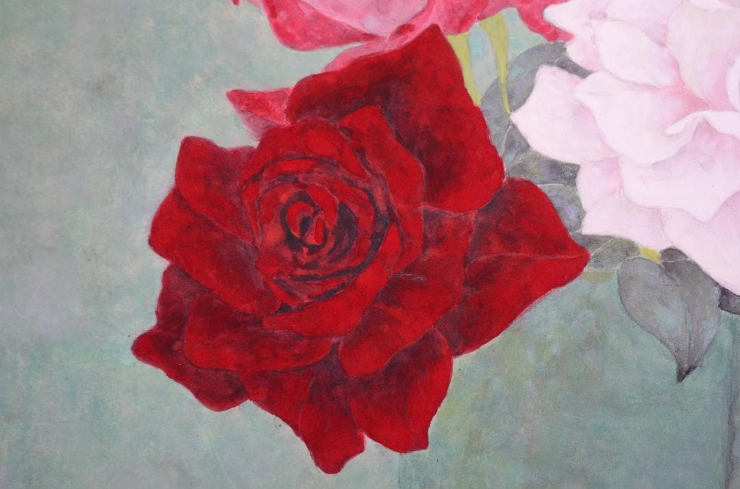 【作品名 「花三輪」 岩絵の具 日本画】東山魁夷の流派