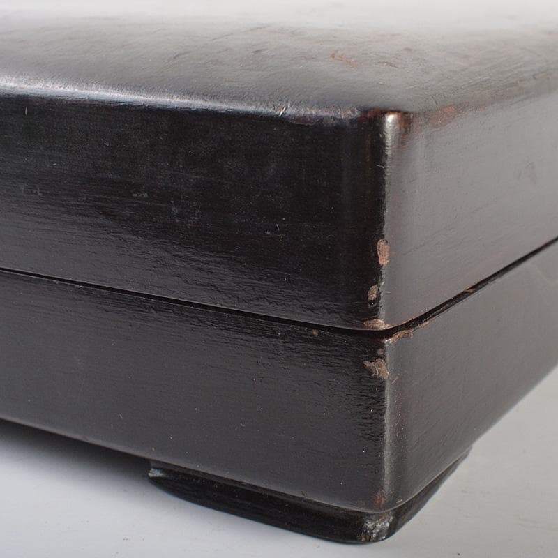 中国　書道具　端渓硯　緑端渓　唐木箱付　C　R7141