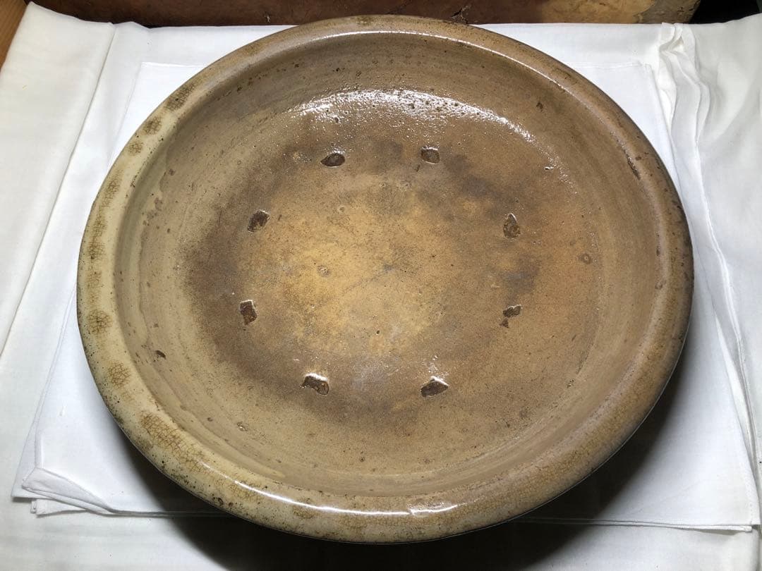 古瀬戸 大皿。石皿。骨董品。古美術。希少品。舊家藏出。江戸時代。