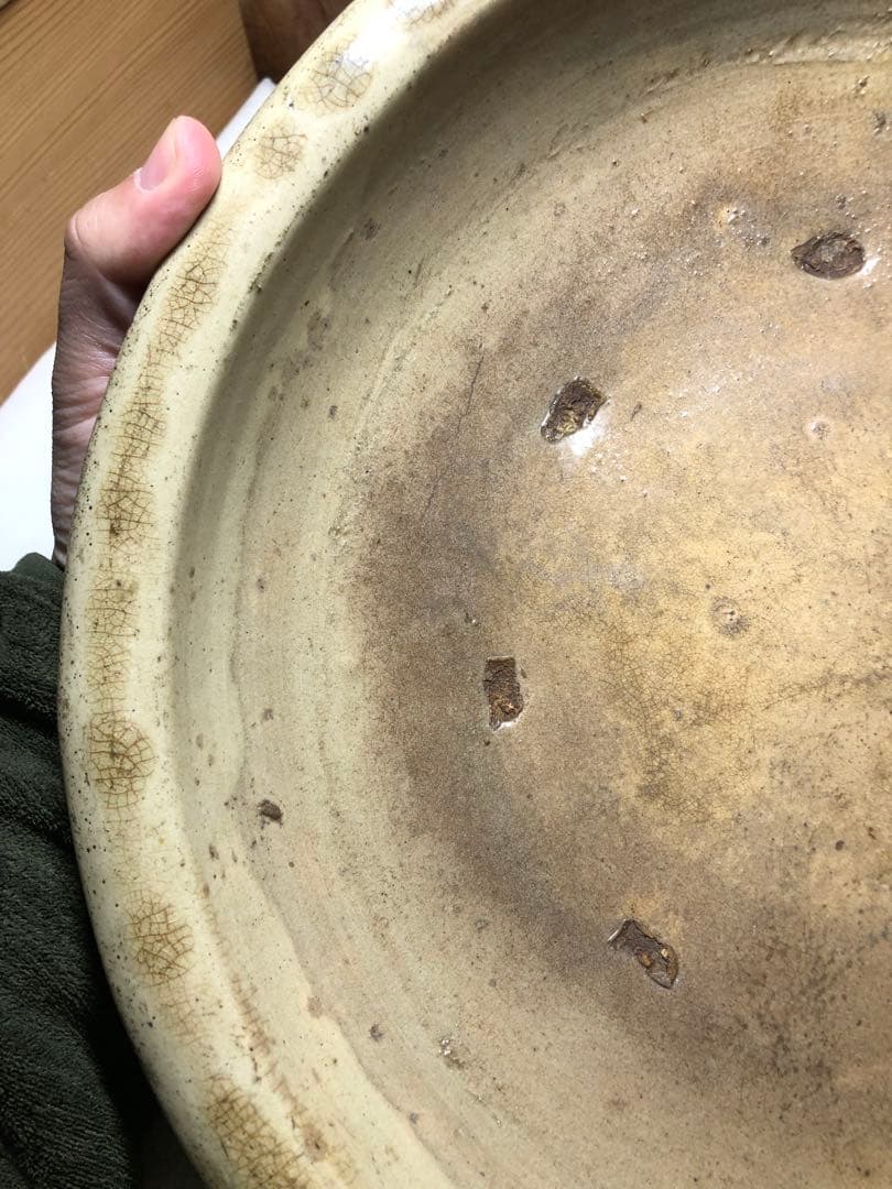 古瀬戸 大皿。石皿。骨董品。古美術。希少品。舊家藏出。江戸時代。