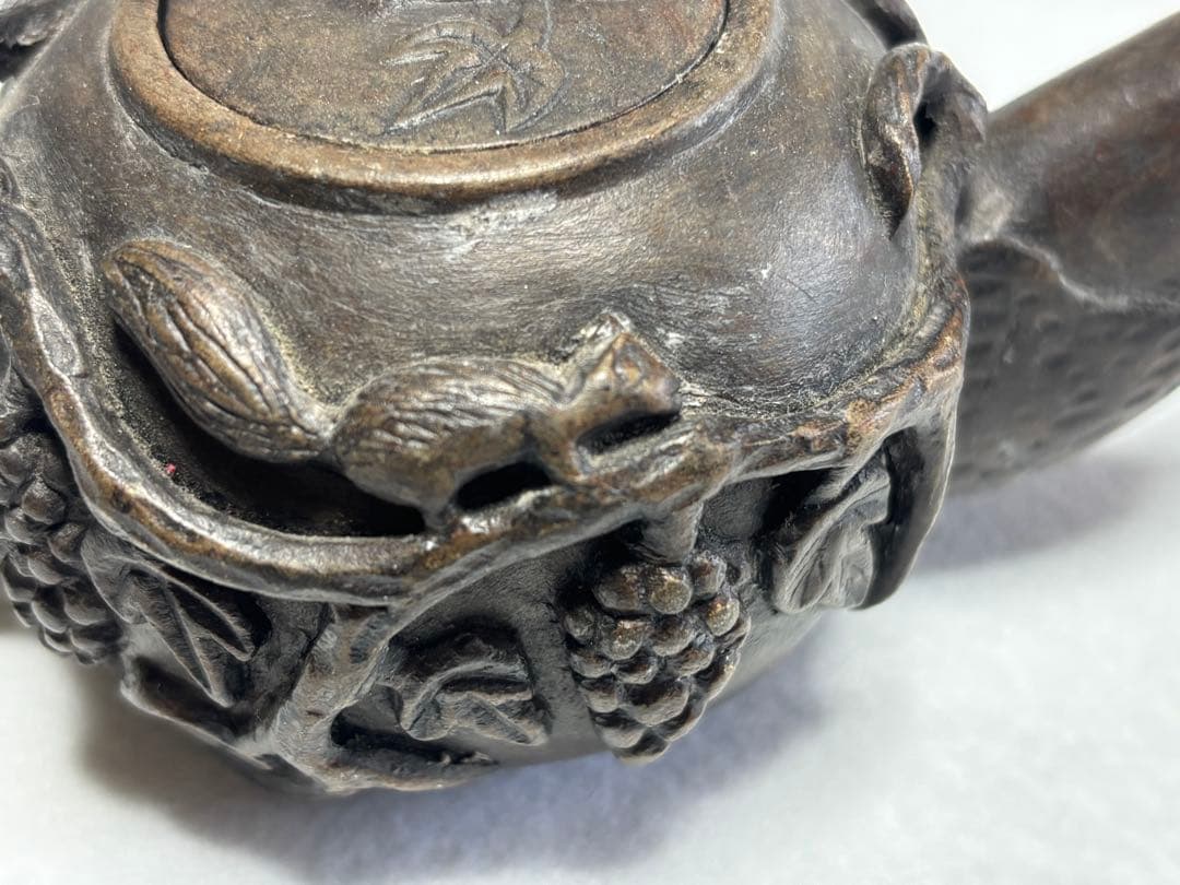急須 中国茶器 リスとブドウ 珍品