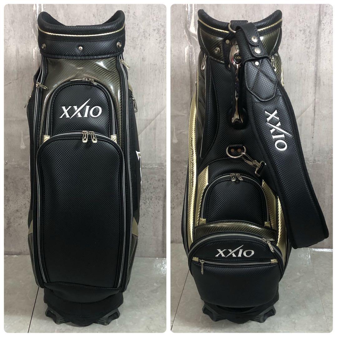XXIO　キャディバッグ　カート式　ゴルフ　ブラック　5分割　PUレザー