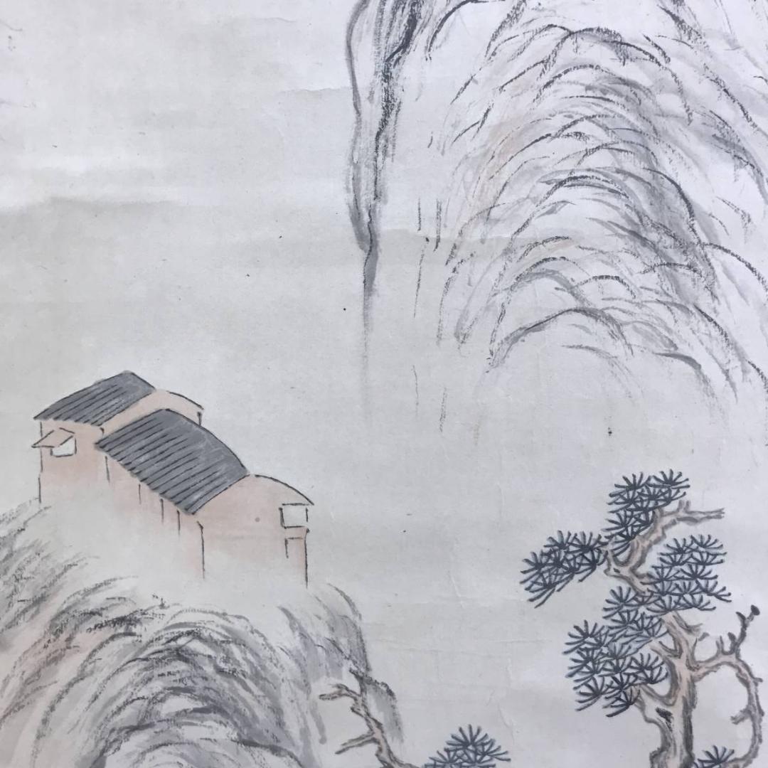 【模写】田能村竹田/山水画賛/山水図/掛軸☆宝船☆AD-427