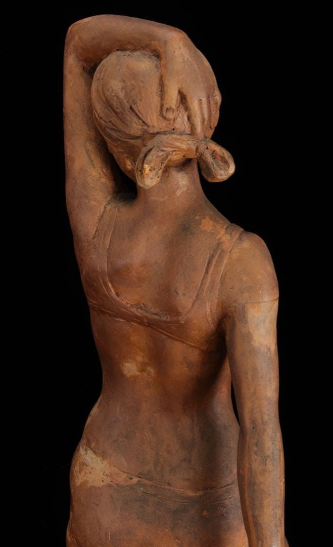 彫刻家【林昭三】石膏 少女像 高さ52㎝ 女性像 人物像 彫刻 美術品 日展会員