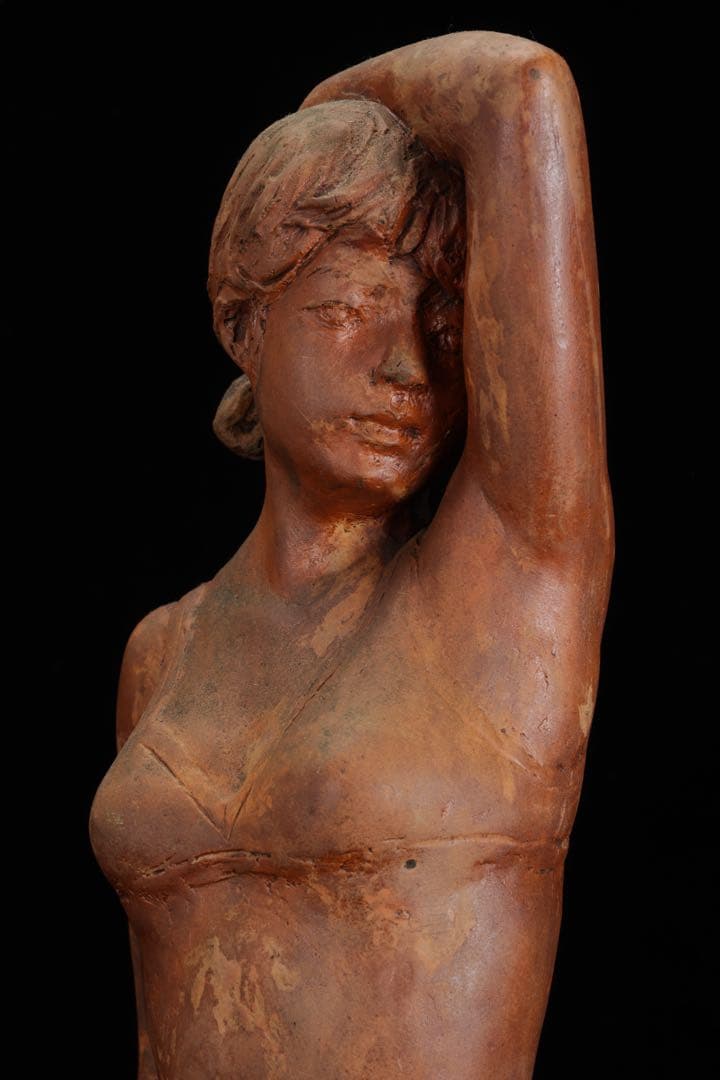 彫刻家【林昭三】石膏 少女像 高さ52㎝ 女性像 人物像 彫刻 美術品 日展会員