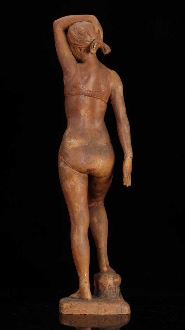 彫刻家【林昭三】石膏 少女像 高さ52㎝ 女性像 人物像 彫刻 美術品 日展会員