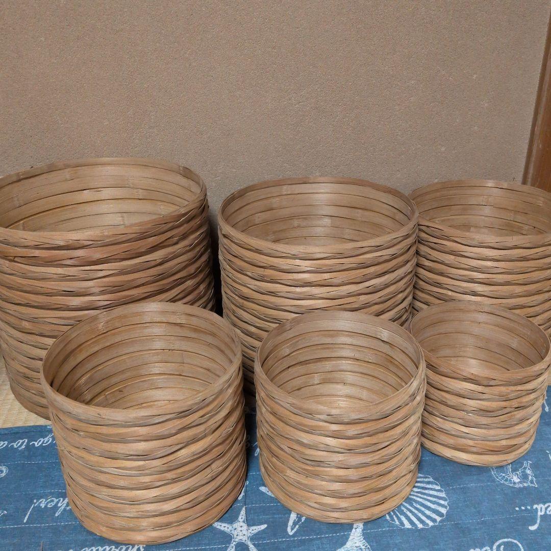 竹製バスケット6個セット　竹の籠 （複数サイズ）丈夫でしっかりしています。