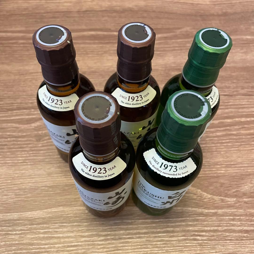 山崎180ml 3本、白州180ml 2本　シングルモルトウイスキー計5本セット
