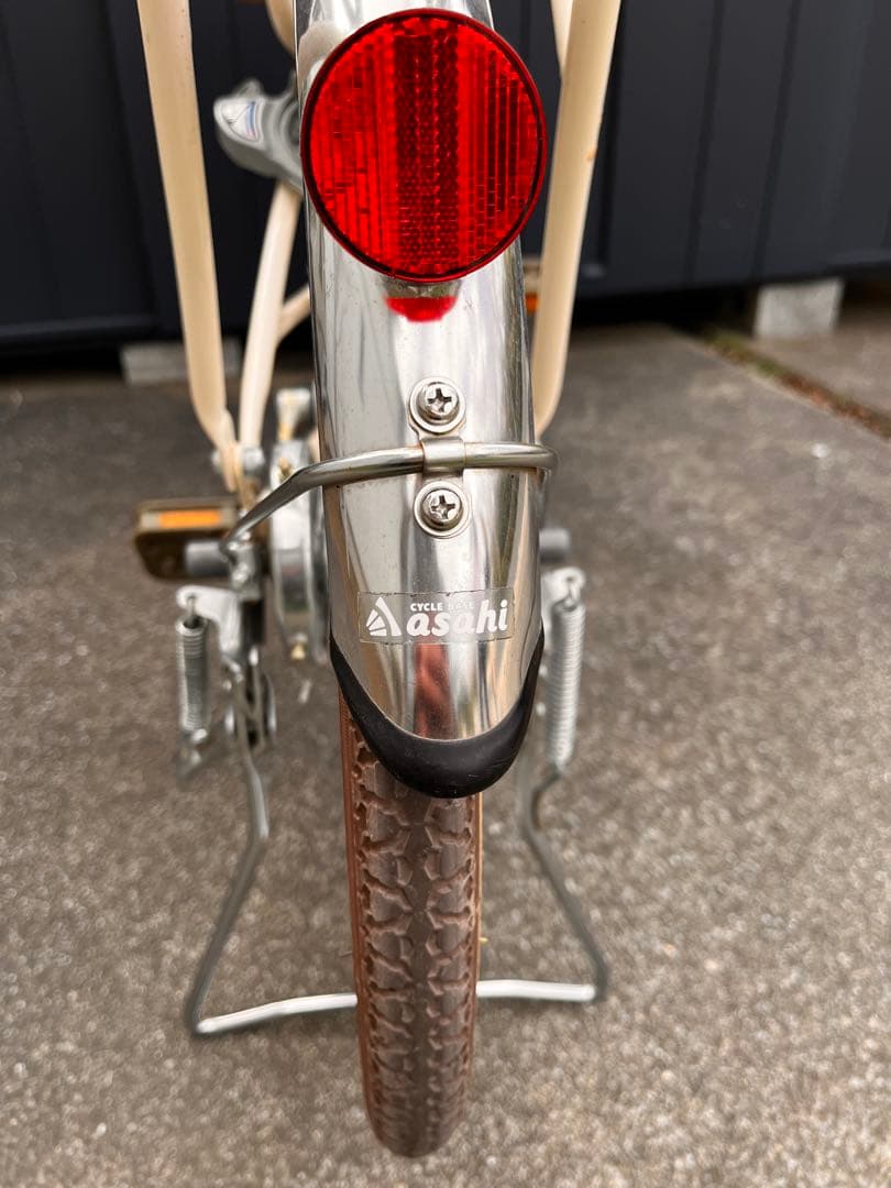 【Ki※】アサヒサイクル　女の子　クリーム色 20インチ 前カゴ付き