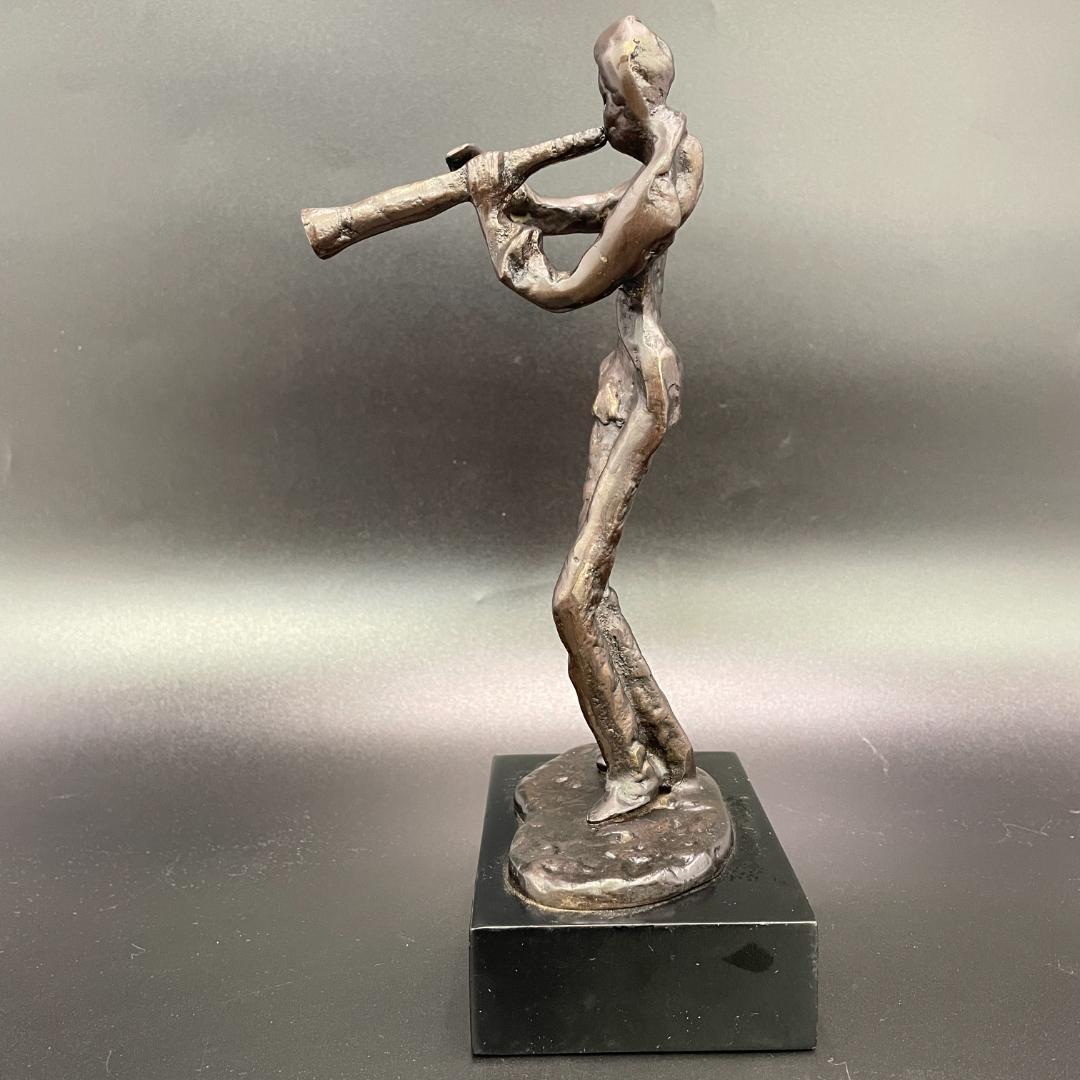 ブロンズ像 フルートを持つ人物像 ミッドセンチュリーモダン 抽象彫刻 SB17