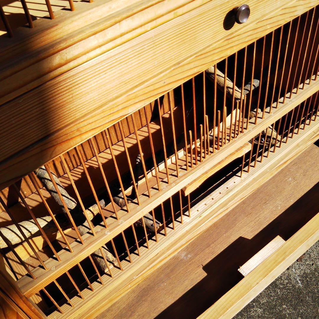 鳥籠 木製の鳥かご　大型 二段作り