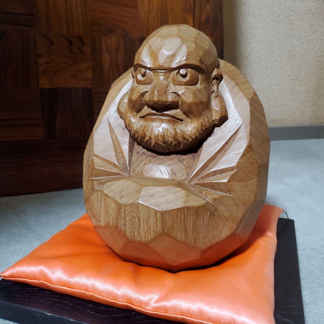 【大幅値下げ】讃岐一刀彫宗家 山中象堂 達磨 だるま 置物　木地