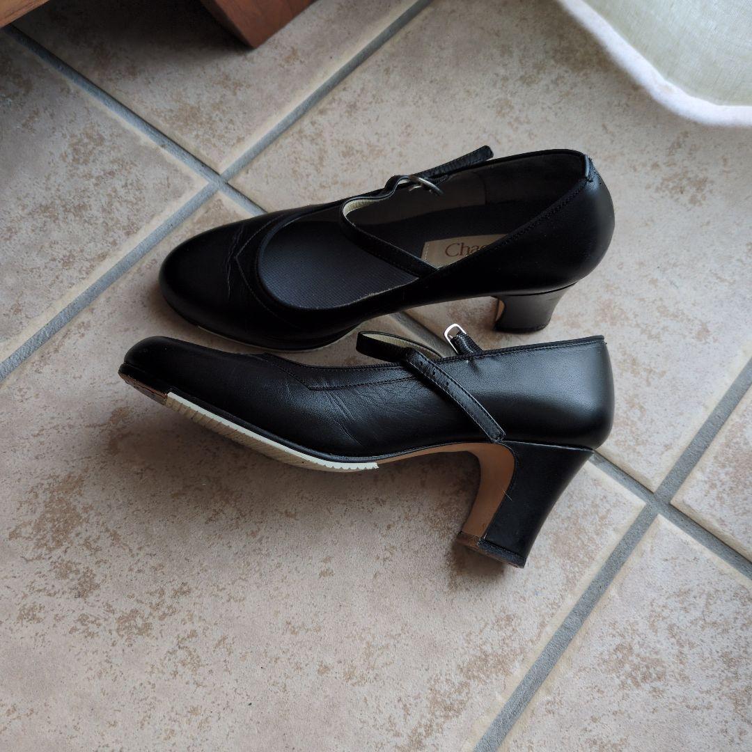 Chacott ブラック フラメンコシューズ ヒール付き