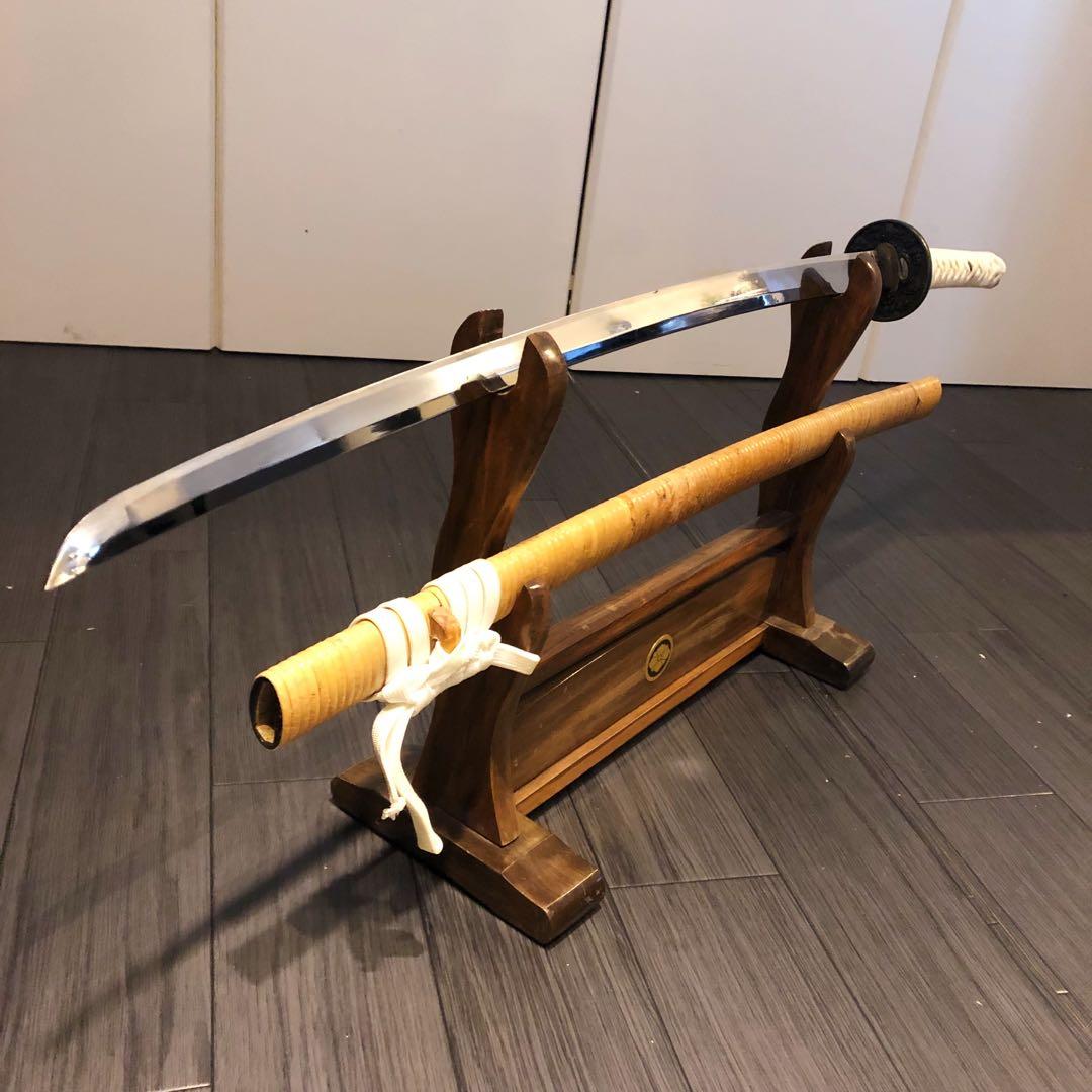 高級模造刀　籐巻拵え　居合刀　藤巻鞘　白拵え　合金　籐巻柄　重みあり