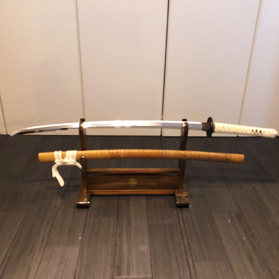 高級模造刀　籐巻拵え　居合刀　藤巻鞘　白拵え　合金　籐巻柄　重みあり