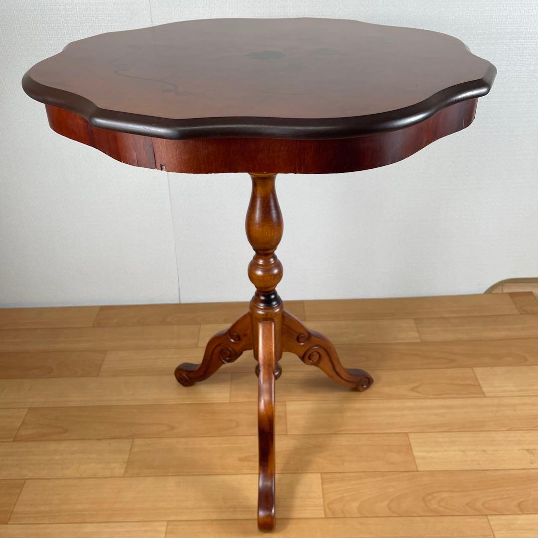 【良品】イタリア製 象嵌細工 猫脚 サイドテーブル アンティーク no.1