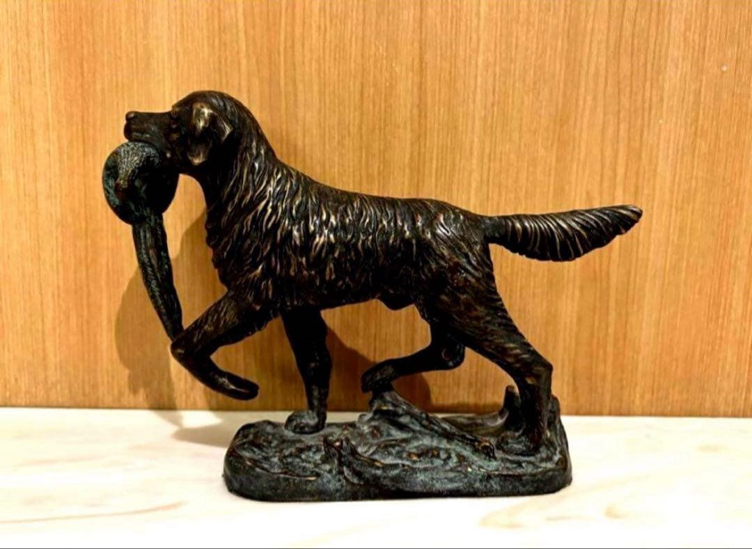 【平安時代蔵出し】ゴールデンリトリバー 犬 置物 骨董品 時代物K24 純金？