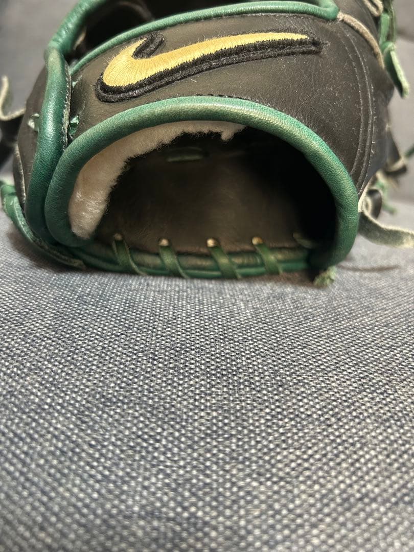 NIKE 硬式グローブ 黒/緑 Diamond Elite j 輝 中古 激シブ