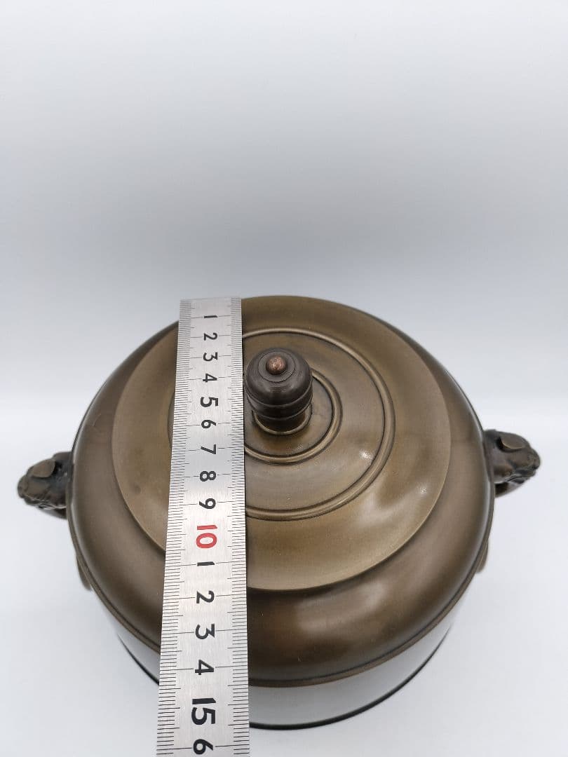 c393 唐銅皆具 利休好 金森浄栄 木箱 茶道具 古物