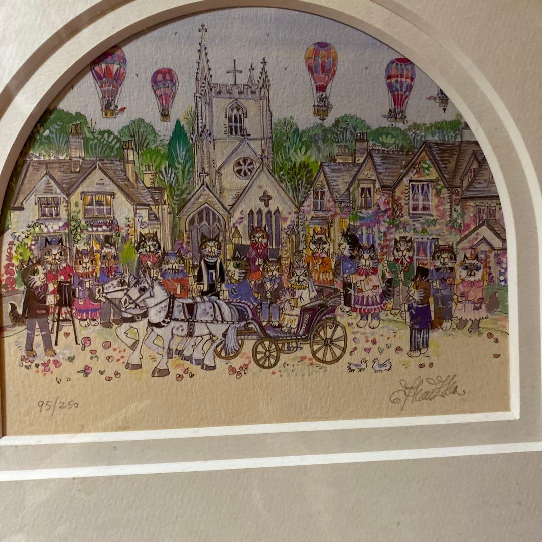 95/250ダイアンエルソン リトグラフ 版画 猫のアート 限定品